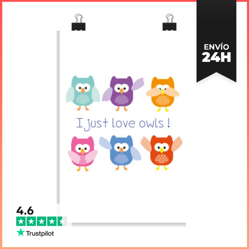 Póster Vertical Me Encantan Los Búhos! LaTostadora - latostadora.com - Modalova