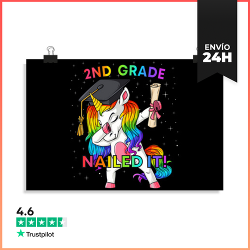 Póster Horizontal Unicornio Dabbing Segundo Grado Lo Logró - latostadora.com - Modalova