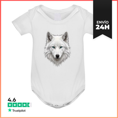 Body Bebé Ilustración De Lobo Blanco Cabeza De Lobos Vikingo - latostadora.com - Modalova