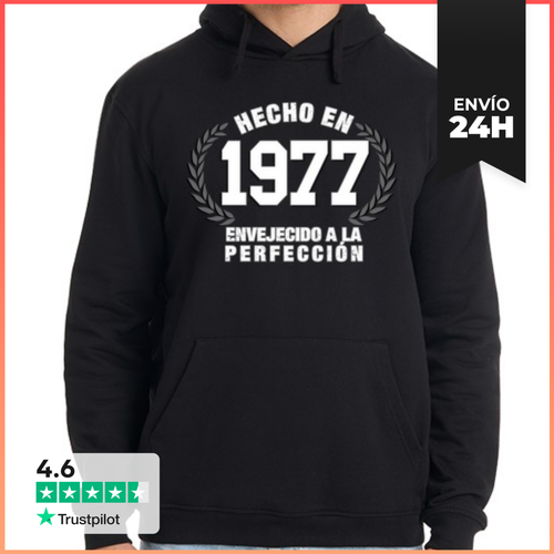 Sudadera Unisex Con Capucha Hecho En 1977 Envejecido A La - latostadora.com - Modalova