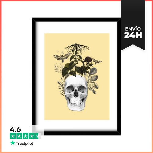 Cuadro Con Marco Vertical Calavera Con Flores Y Plantas - latostadora.com - Modalova