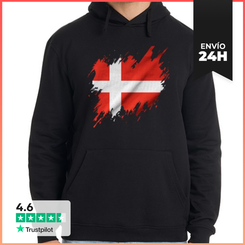 Sudadera Unisex Con Capucha Bandera De Dinamarca Rasgada, Grunge - latostadora.com - Modalova