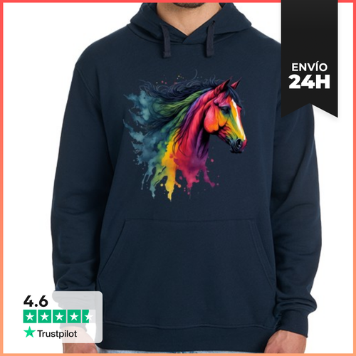 Sudadera Unisex Con Capucha Cabeza De Caballo De Color Neón - latostadora.com - Modalova