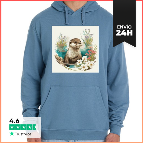 Sudadera Unisex Con Capucha Nutria Rodeada De Flores Blancas Y - latostadora.com - Modalova