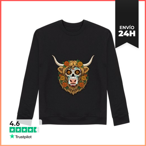 Sudadera Unisex Vaca De Las Tierras Altas Mexicana Floral Día De - latostadora.com - Modalova