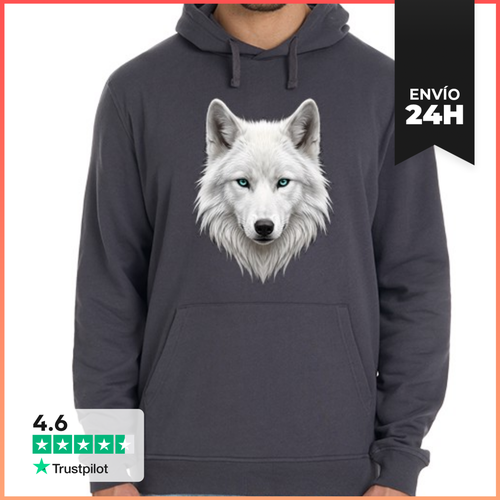 Sudadera Unisex Con Capucha Ilustración De Lobo Blanco Cabeza De - latostadora.com - Modalova