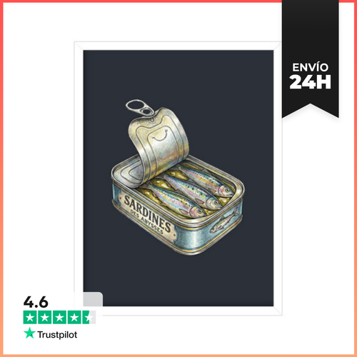 Cuadro Con Marco Vertical Lata De Sardinas Abierta Con Aceite - latostadora.com - Modalova