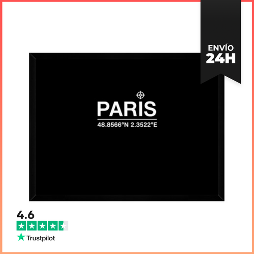 Cuadro Con Marco Horizontal Coordenadas De París Viaje Francia - latostadora.com - Modalova