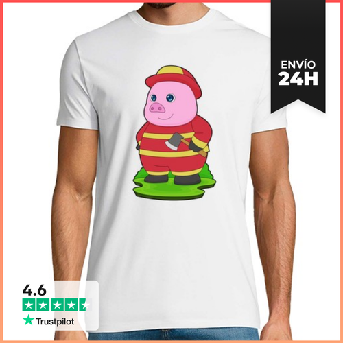 Camiseta Hombre Clásica Bombero Cerdo Con Hacha En El Departame - latostadora.com - Modalova