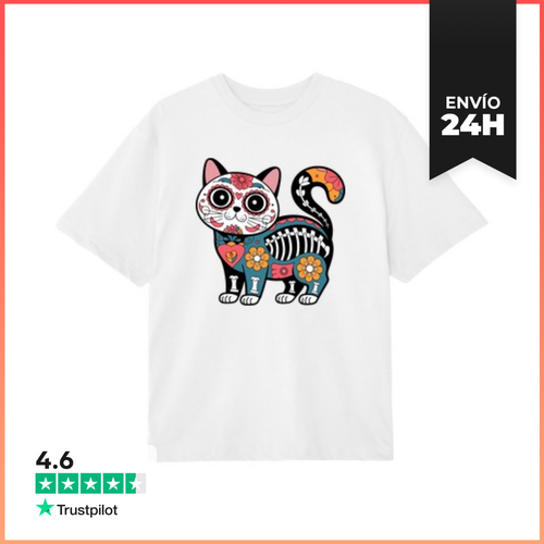 Camiseta Oversize Gato Persa Día De Los Muertos LaTostadora - latostadora.com - Modalova