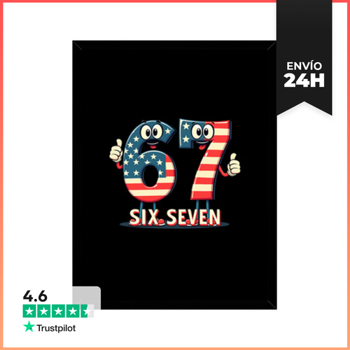 Cuadro Con Marco Vertical Bandera De EE UU 67 Memes Seis Siete - latostadora.com - Modalova