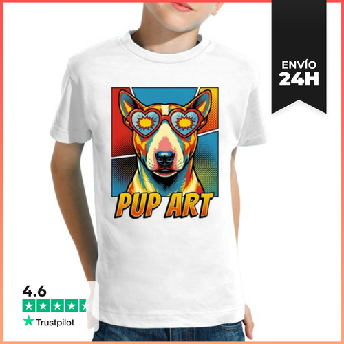 Camiseta Clásica Para Niños Perro Bull Terrier Retro Pop Art - latostadora.com - Modalova