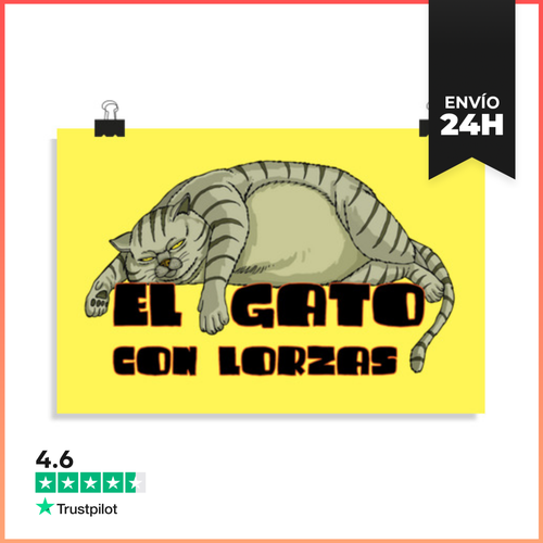 Póster Horizontal EL GATO CON LORZAS GRIS LaTostadora - latostadora.com - Modalova