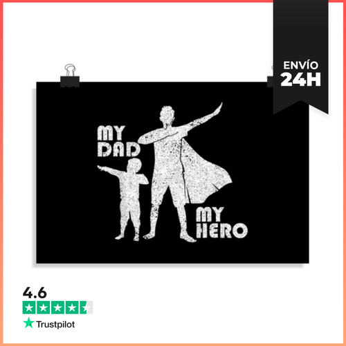 Póster Horizontal Mi Papá Mi Héroe Día Del Padre Para El Mejor - latostadora.com - Modalova