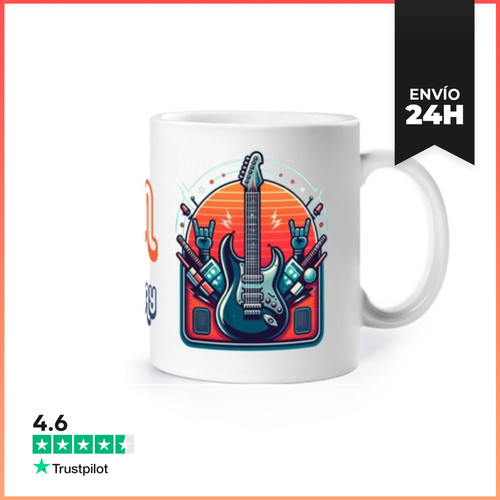 Taza Guitarra New School Azul Y Naranja LaTostadora - latostadora.com - Modalova