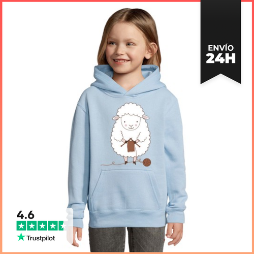 Sudadera Para Niños Con Capucha Oveja Blanca Con Agujas De Tejer - latostadora.com - Modalova