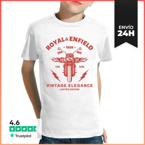 Camiseta Clásica Para Niños Royal Enfield 1958 Vintage Elegance - latostadora.com - Modalova