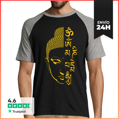 Camiseta Hombre, Estilo Béisbol Buda Om Mani Padme Hum Mantra - latostadora.com - Modalova
