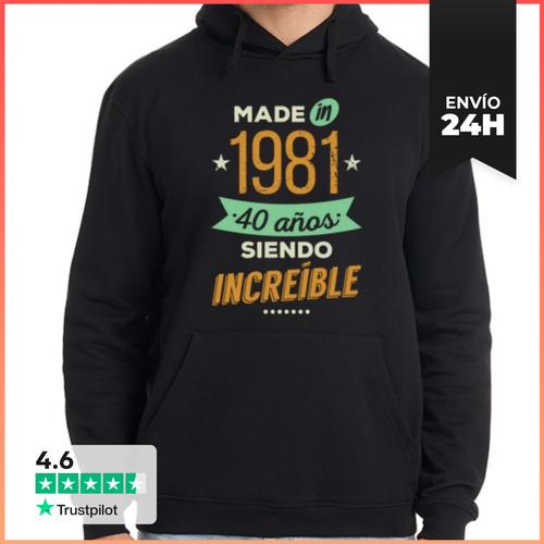 Sudadera Unisex Con Capucha Made In 1981, 40 Años Siendo - latostadora.com - Modalova