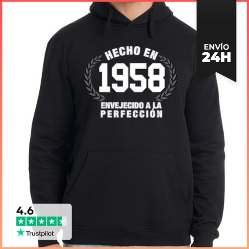 Sudadera Unisex Con Capucha Hecho En 1958 Envejecido A La - latostadora.com - Modalova