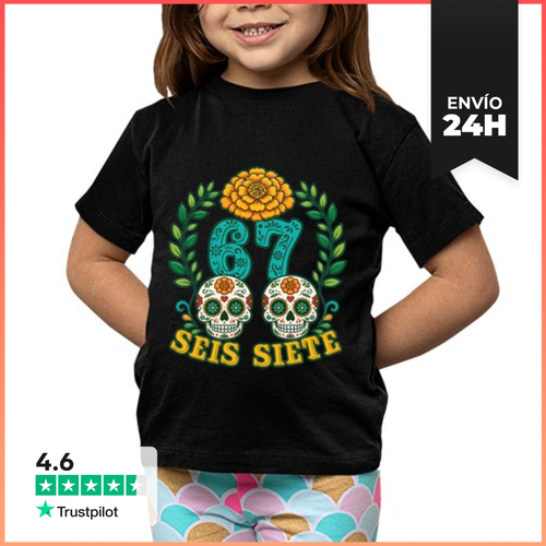 Camiseta Clásica Para Niños 67 Seis Siete Día De Los Muertos - latostadora.com - Modalova