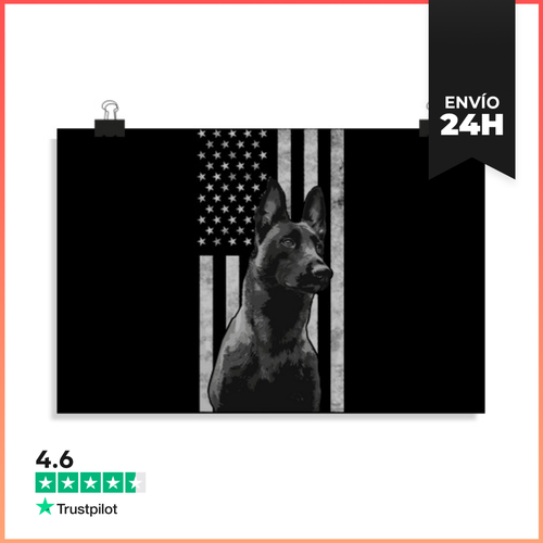 Póster Horizontal Perro Policía Malinois Orgulloso Dueño Eeuu K9 - latostadora.com - Modalova