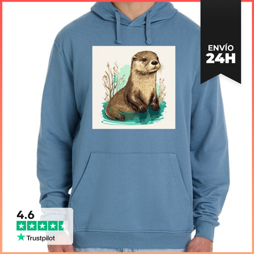 Sudadera Unisex Con Capucha Nutria Linda En El Agua Con Hierbas Y - latostadora.com - Modalova