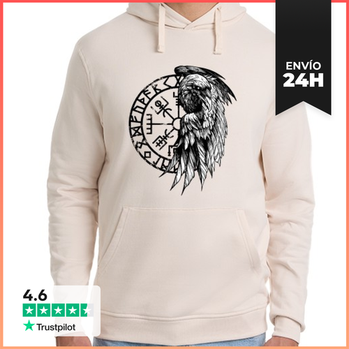 Sudadera Unisex Con Capucha Dibujo Vikingo Cuervo Y Vegvisir - latostadora.com - Modalova