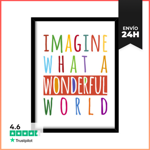 Cuadro Con Marco Vertical Imagine What A Wonderful World - latostadora.com - Modalova