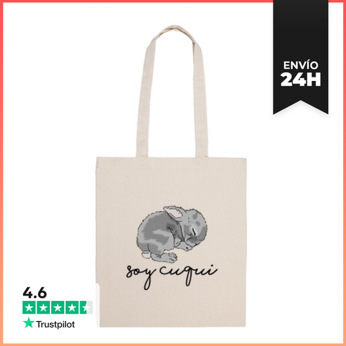 Bolsa De Tela Conejito. Soy Cuqui. Gris LaTostadora - latostadora.com - Modalova