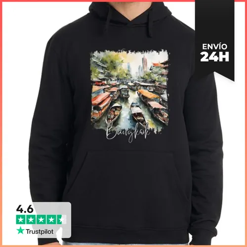 Sudadera Unisex Con Capucha Acuarela De Bangkok, Bangkok - latostadora.com - Modalova