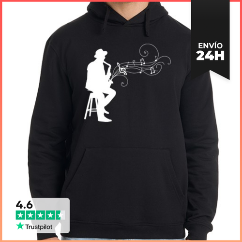 Sudadera Unisex Con Capucha Saxo Jazz Blanco LaTostadora - latostadora.com - Modalova