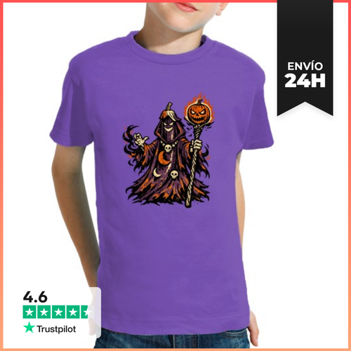 Camiseta Clásica Para Niños Berenjena Hechicero Oscuro Halloween - latostadora.com - Modalova