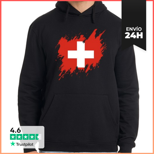 Sudadera Unisex Con Capucha Bandera De Suiza Rasgada, Grunge - latostadora.com - Modalova