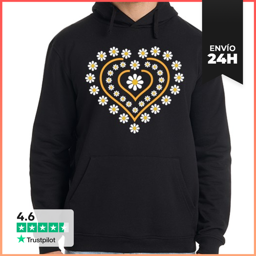 Sudadera Unisex Con Capucha CORAZON MARGARITAS LaTostadora - latostadora.com - Modalova