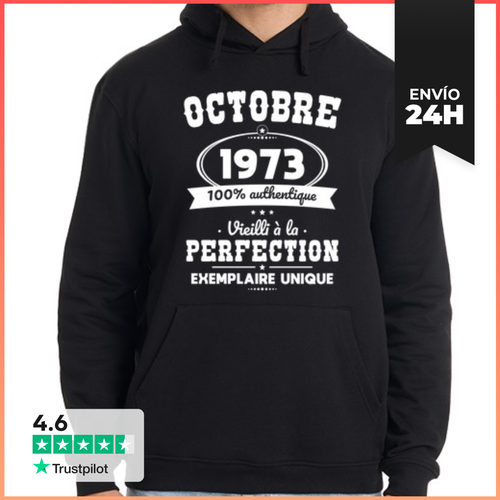 Sudadera Unisex Con Capucha Octubre 1973 - Auténtico - 50 Años - latostadora.com - Modalova
