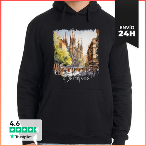 Sudadera Unisex Con Capucha Acuarela De Barcelona, Barcelona - latostadora.com - Modalova