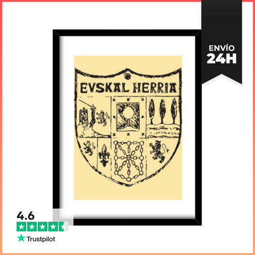 Cuadro Con Marco Vertical Zazpiak Bat Euskal Herria Negro - latostadora.com - Modalova