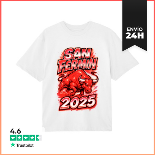 Camiseta Oversize Fiestas De San Fermin 2025 Pamplona Toro - latostadora.com - Modalova