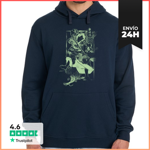 Sudadera Unisex Con Capucha Samurai Y Carpa Green LaTostadora - latostadora.com - Modalova