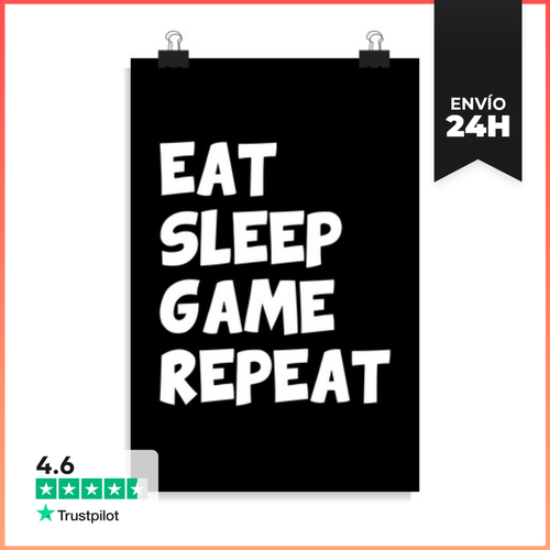 Póster Vertical Comer Dormir Repetir Juego LaTostadora - latostadora.com - Modalova
