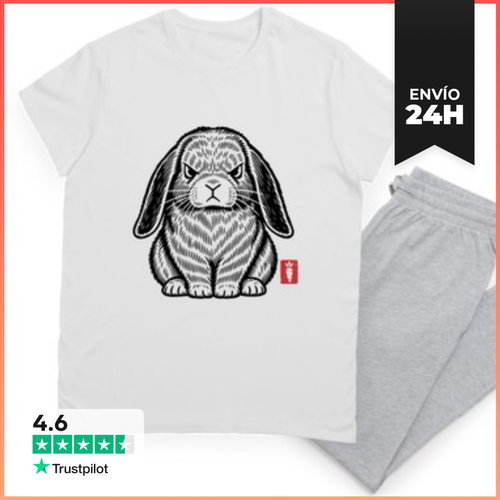 Pijama Conejo Gruñón - Linograbado De Conejo Enojado LaTostadora - latostadora.com - Modalova