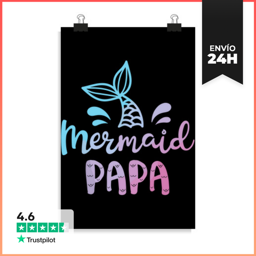 Póster Vertical Papá Sirena Divertido Papá Tritón Papá - latostadora.com - Modalova