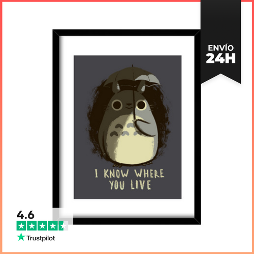 Cuadro Con Marco Vertical Totoro Umbrella - I Know Where You Live - latostadora.com - Modalova