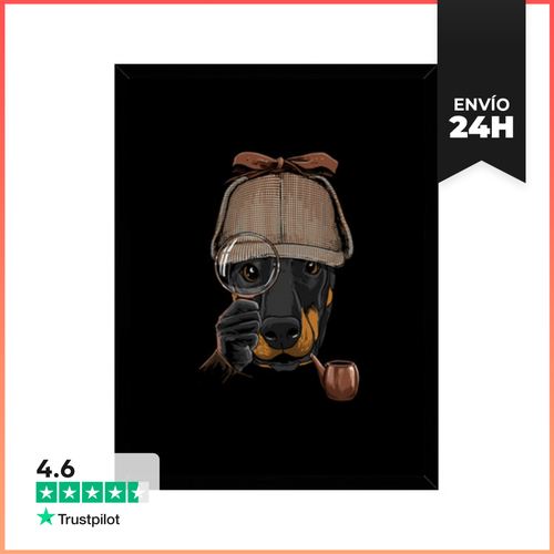 Cuadro Con Marco Vertical Dóberman Detective Amante De Los Perros - latostadora.com - Modalova