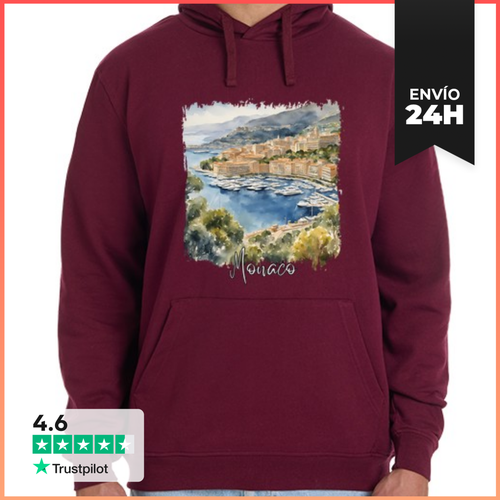 Sudadera Unisex Con Capucha Acuarela De Mónaco, Ciudad De Mónaco - latostadora.com - Modalova