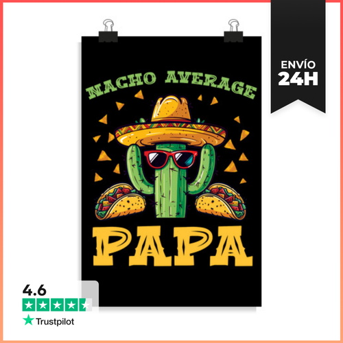 Póster Vertical Papá Taco Cactus Divertido No Es Un Promedio - latostadora.com - Modalova