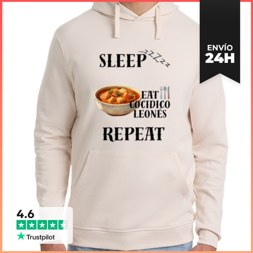 Sudadera Unisex Con Capucha Sleep Eat Cocidico Leonés Repeat - latostadora.com - Modalova