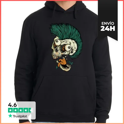 Sudadera Unisex Con Capucha Punk Cráneo LaTostadora - latostadora.com - Modalova