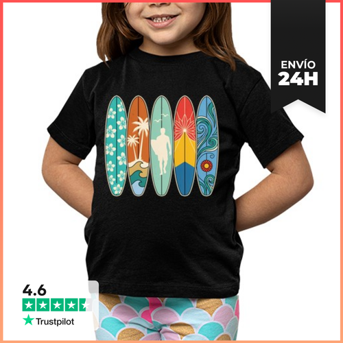 Camiseta Clásica Para Niños Tablas De Surf Palmeras Y Flores - latostadora.com - Modalova
